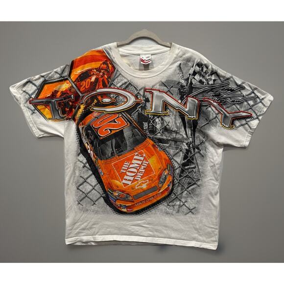Vintage Chase Authentics AOP Nascar Home Depot Tony Stewart T-Shirt Men XL White - Picture 1 of 7